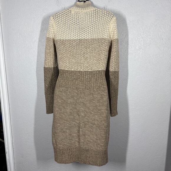Moda INternational Chain Accent Sweater Dress Sheath Long Sleeve Tan - S - Picture 11 of 12